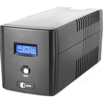 Джерело безперебійного живлення QUBE UPS) лінійно - інтерактивний DG 1050, 1050VA/600W, LCD, 4 x Schuko, RJ-45, USB (QBDG1050)