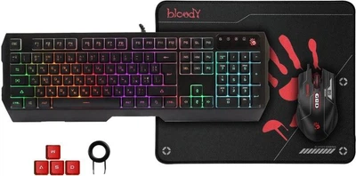 Комплект (Клавиатура, Мышь и Коврик) A4Tech Bloody B1700 USB Black