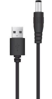 Кабель Kit USB-A > DC 5.5х2.1мм, 5V/1.5A, чорний (1283126552816)