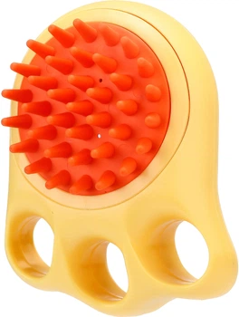 Щетка массажная силиконовая для мытья кошек и собак UFT Pet Brush с дозатором для шампуня Желтая (UFTpetbrush1yellow)