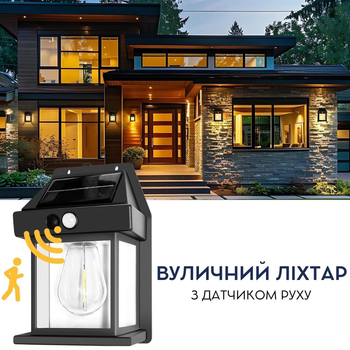Вуличний сенсорний фасадний ліхтар-прожектор з датчиком руху на сонячній батареї SOLAR INTERACTION WALL LAMP