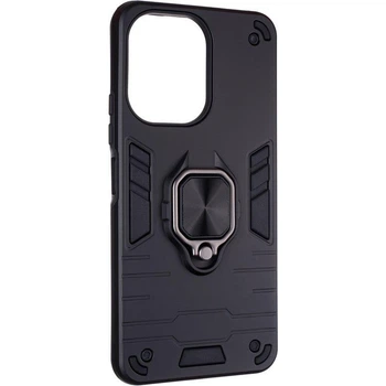 Чехол Fiji Defence для Poco C65 защитный бампер с кольцом подставкой Black
