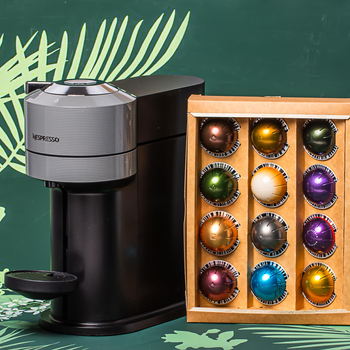 Капсульна кавоварка Vertuo Next Capsule Grey Nespresso та дегустаційний набір 12 капсул, сіра