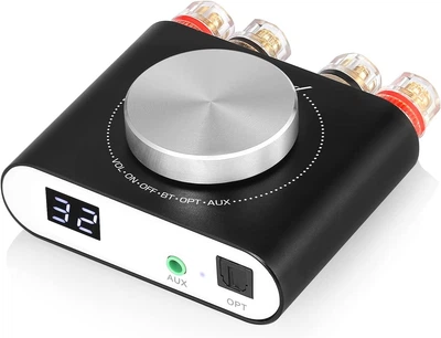 Усилитель мощности Nobsound Q10 Mini Digital AUX, 2.0-канальный Hi-Fi стереоаудиоусилитель, Bluetooth 5.0, 100 Вт Black