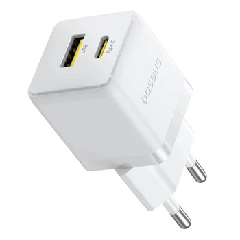 Зарядний мережевий пристрій Baseus Palm 20W Type-C+USB з функцією швидкої зарядки QC3.0+PD3.0 (P10111608213-00) White