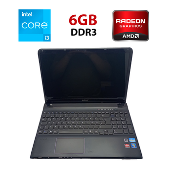 Ноутбук Sony VPC156 / 15.6" (1366x768) TN / Intel Core i3-2370M (2 (4) ядра по 2.4 GHz) / 6 GB DDR3 / 500 GB HDD / AMD Radeon HD 7550M, 1 GB GDDR3, 128-bit / WebCam б/у