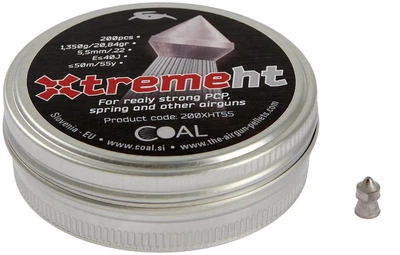 Пули пневматические Coal Xtreme HT. Кал. 5.5 мм. Вес - 1.35 г. 200 шт/уп
