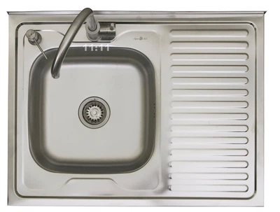 Кухонная накладная мойка AquaMill LUX 8060 + Смеситель + Дозатор + Сифон (правая, левая)