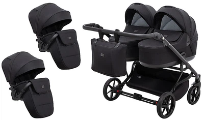 Коляска 2 в 1 для двойни Adamex Leo Duo Tip TK-53 черный