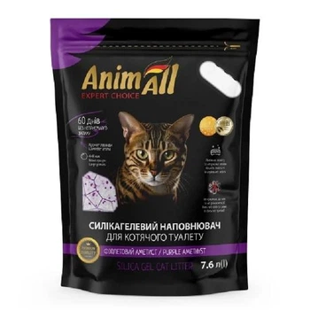 Наполнитель гигиенический силикагелевый AnimAll Premium Фиолетовый Аметист, для кошек 7,6 л