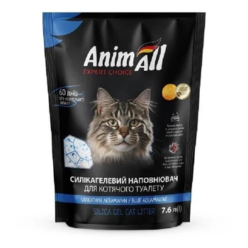 Наполнитель гигиенический силикагелевый AnimAll Голубой аквамарин, для кошек 7,6 л