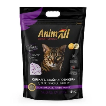 Наполнитель гигиенический силикагелевый AnimAll Premium Фиолетовый Аметист, для кошек 15 л
