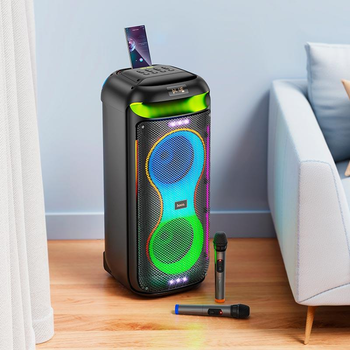 Колонка бездротова портативна Bluetooth акустика Hoco HA13 MAX |BT5.4, TF/USB/AUX/FM/TWS, 40W, 6h| караоке з двома мікрофонами