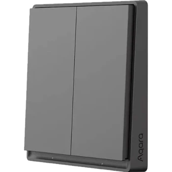 Розумний вимикач двоклавішний без нульової лінії Aqara E1 Wall Switch Grey (QBKG39LM) [107838]