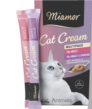 Вершковий крем ласощі для виведення шерсті Miamor Cat Cream Snack з сиром та солодом для котів 15 г 24 шт (4000158743008)