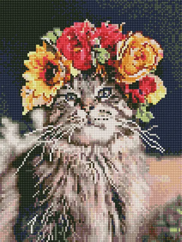 Алмазна мозаїка. Киця з віночком (EJ1381). 30 х 40 см. Rainbow Art