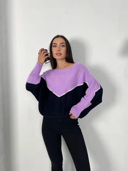 Тонкий женский свитер сиреневого цвета 31605 One Size