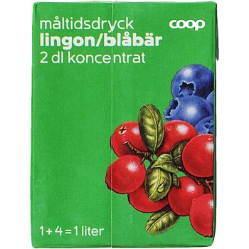 Ягідний концентрат брусниця+яблуко+чорниця, 200 мл Coop coop_lingon_2dl