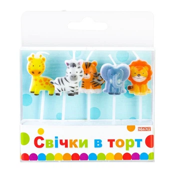 Набір свічок для торту Maxi "Африка" 5 шт кольорові (MX629291)