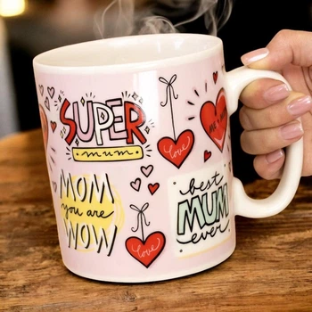 Велика керамічна кружка "The Best MOM in the world", 1 літр, Рожева (Кружка гігант)