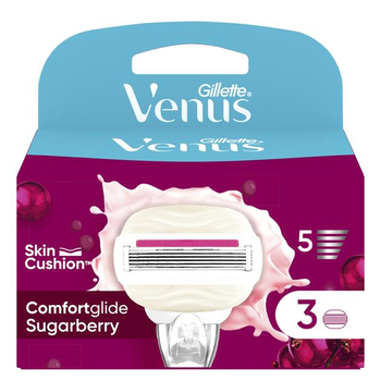 Змінні картриджі для гоління (леза касети) жіночі Venus & Olay Comgortglide Sugarberry Scent 5 лез із ароматом солодких ягід 3 шт