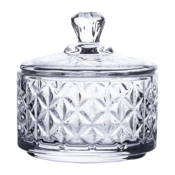 Конфетница с крышкой из хрустального стекла ice flowers Yiwu HP-YH-30