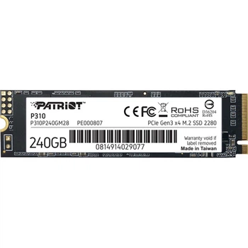 SSD Patriot P310 240 ГБ M.2 2280 PCIe 3.0 x4 NVMe 3D TLC (D11828736116)