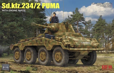Збірна модель 1/35 Бронеавтомобіль Sd.Kfz 234/2 Puma з деталями двигуна RFM RM-5110