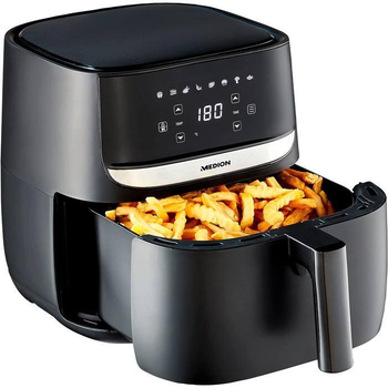 Фритюрниця MEDION E50 XL (5,7 л, 1700 Вт, 8 програм, без олії, MD10532) чорна.