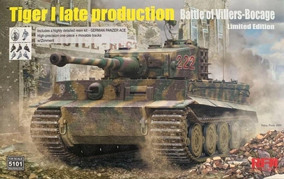 Збірна модель 1/35 Танк Tiger I пізнього виробництва - битва при Віллер-Бокаж, 1944 (limited edition) RFM RM-5101