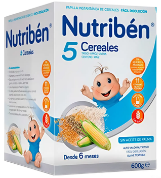 Kaszka wieloziarnista dla dzieci Nutriben Nutribn 5 Cereals 600 g (8430094056300)