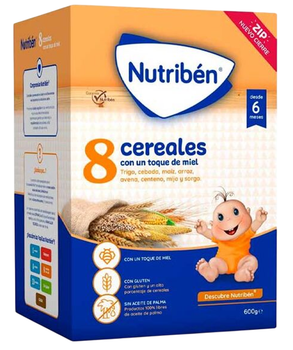 Дитяча мультизлакова каша Nutriben Nutribn 8 Honey Cereals 600 г (8430094056324)