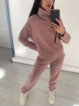 Ангоровый женский костюм S розовый
