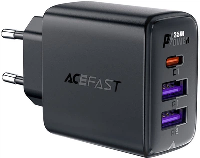 Ładowarka sieciowa Acefast A57 PD35W GaN 2xUSB-A+USB-C charger Black (6974316282730)