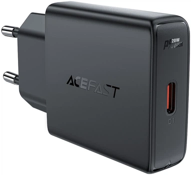 Мережевий зарядний пристрій Acefast A65 PD20W GaN single USB-C ultra-thin charger Black (6974316282686)