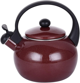 Чайник емальований Kamille Boiling Water 2.2л зі свистком, темно-червоний металік (KM-1038C)
