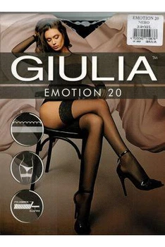 Чулки з мереживом на силіконовій основі Giulia Emotion 20 den 3-4 розмір колір чорний