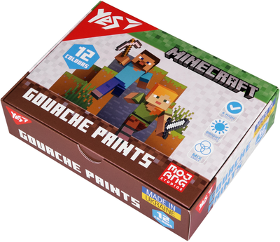 Фарби гуашеві YES Minecraft 12 кольорів 20 мл (4823125200973)