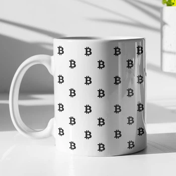 Кружка с принтом "Bitcoin" на подарок для друга, подруги керамическая 330 мл белая