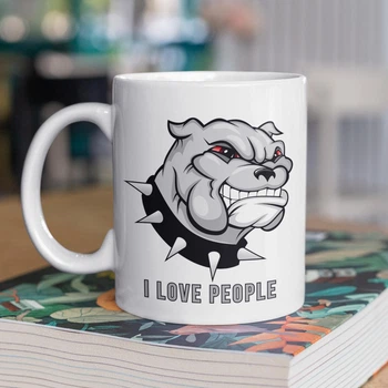 Кружка с принтом "I Love People" на подарок для друга, подруги керамическая 330 мл белая