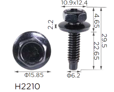 Винт черный 6.1mm с шайбой под ключ Chrysler (6025329, 19866)