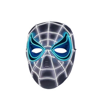 Неоновая Лед маска Человек паук белая. Карнавальная Led маска Spider Man
