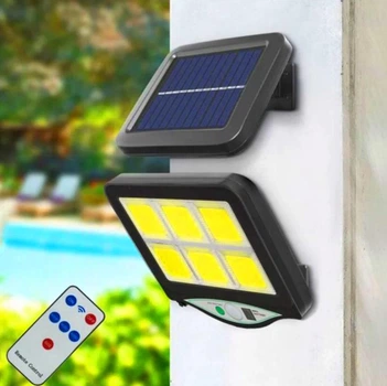 Уличный фонарь-прожектор на солнечной батарее Solar Light BK-128-6 с датчиком движения и пультом Д/У MX-00007259