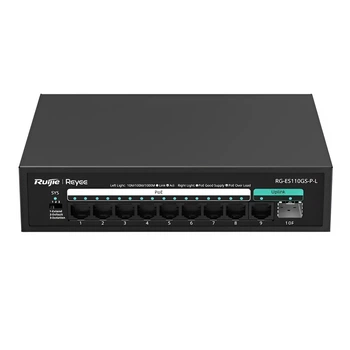 Неуправляемый 10-портовый PoE коммутатор Ruijie Reyee RG-ES110GS-P-L 20 Гбит/с, Черный (артикул 99-00018545)
