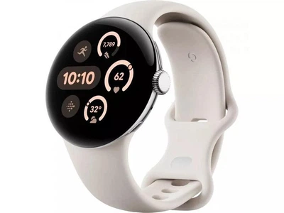 Смарт часы Google Pixel Watch 3 45 mm Wi-Fi Polished Silver Aluminum Case/Porcelain Active Band