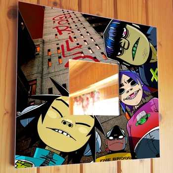 Декоративное зеркало "Группа Gorillaz" подарок для фанатов музыки, украшение интерьера в бар, клуб, студию, караоке