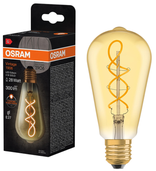 Светодиодная лампа Osram Filament Vintage 1906 EDISON 4W 300Lm 2000K E27 Gold (4099854091292)