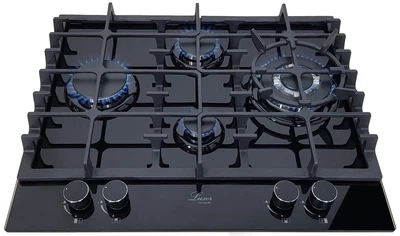Варочная поверхность газовая Luxor RG 650 BGL BK Wok + круглая подставка WOK в подарок, черный
