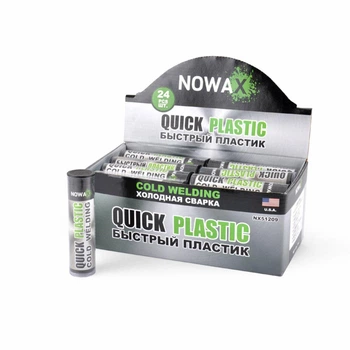 Клей холодная сварка Nowax Quick Plastic серый 57г ремонтный состав для труб и деталей пластик (IO-JU_22B)