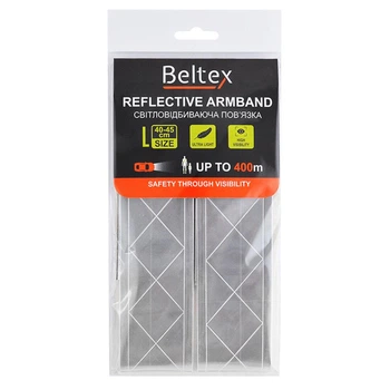Светоотражающая повязка Beltex серая L 40-45см для пешеходов и велосипедистов безопасность видимость (LD-BN_33A)